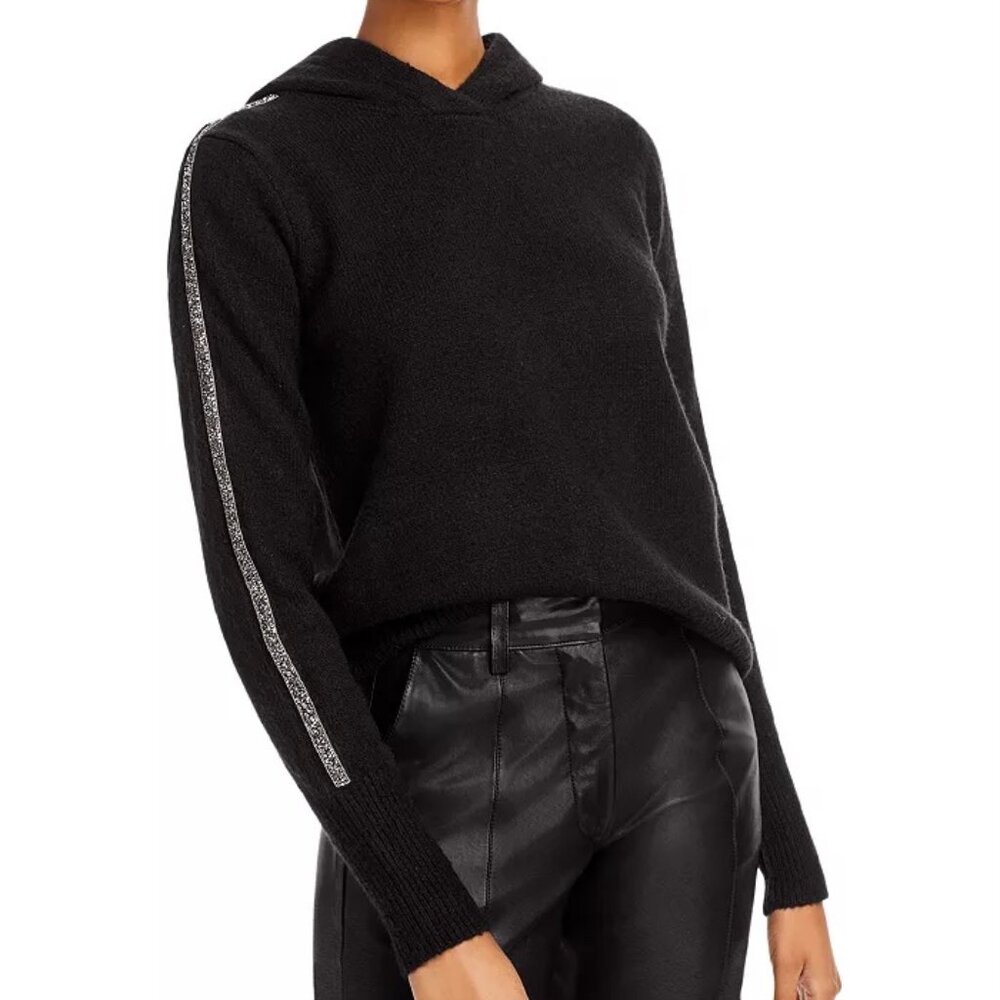 AQUA EMBELLISHED KNIT HOODIE